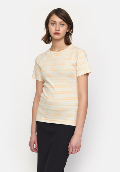 esmé studios Blossom SS O-neck Rib T-shirt GOTS T-shirt and Tops 250 Apricot Ice Stripe