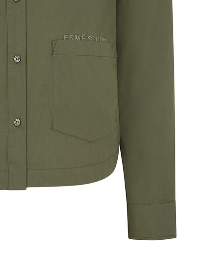 esmé studios ESAmira Cropped Shirt Shirts & Blouse 297 Winter Moss