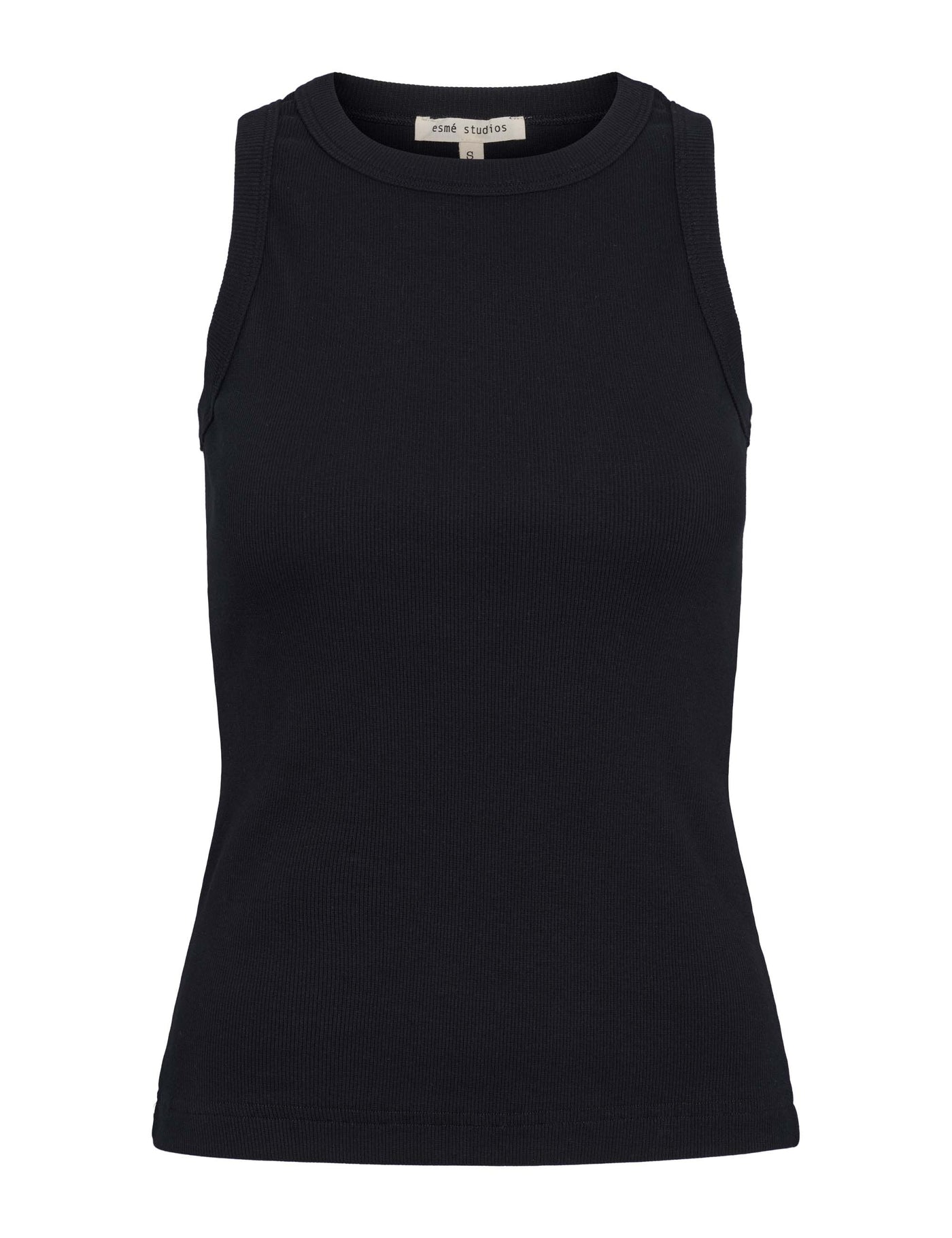 esmé studios ESBlossom Racerback Rib Tank T-shirt and Tops 001 Black