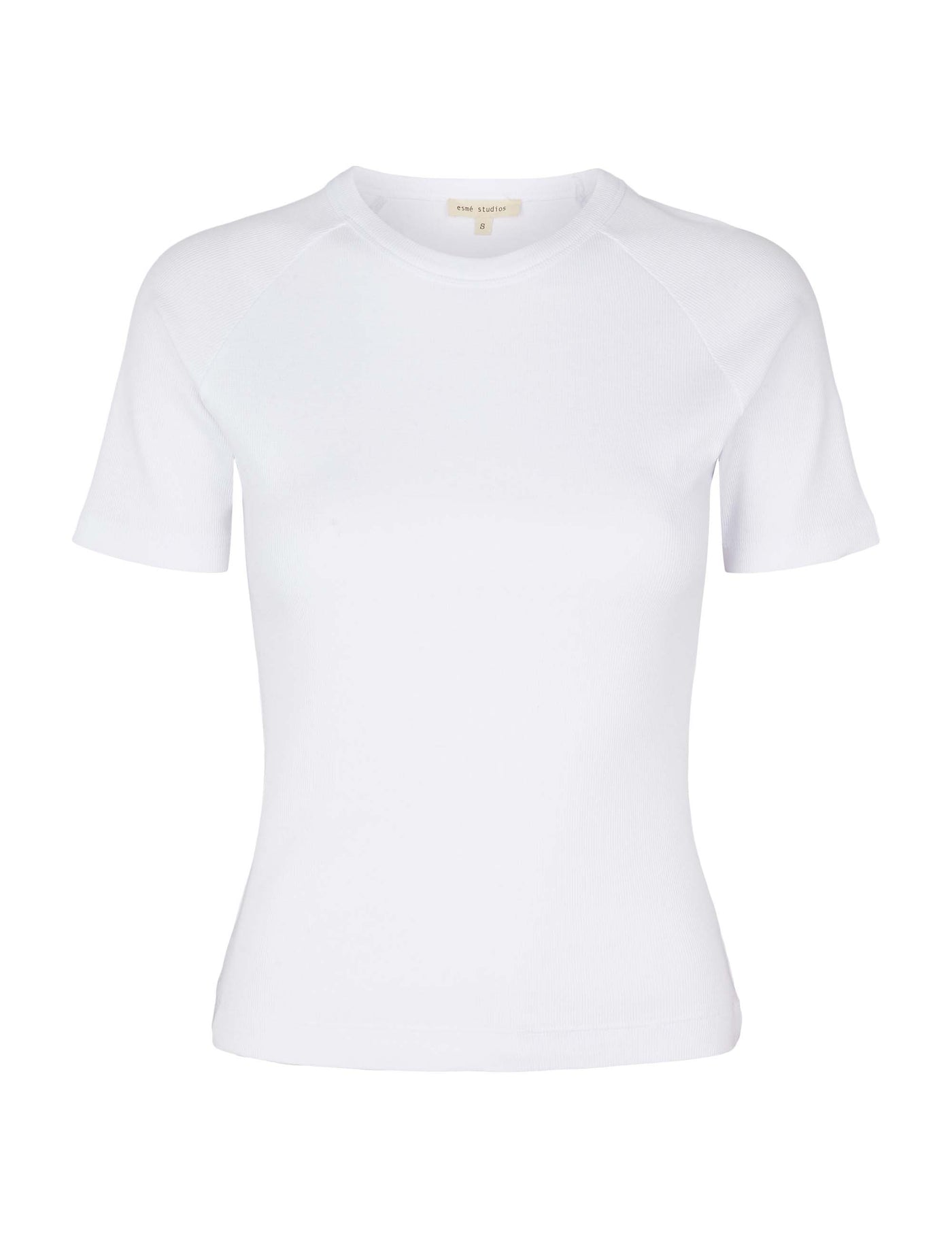 esmé studios ESBlossom SS O-neck Rib T-shirt T-shirt and Tops 002 White