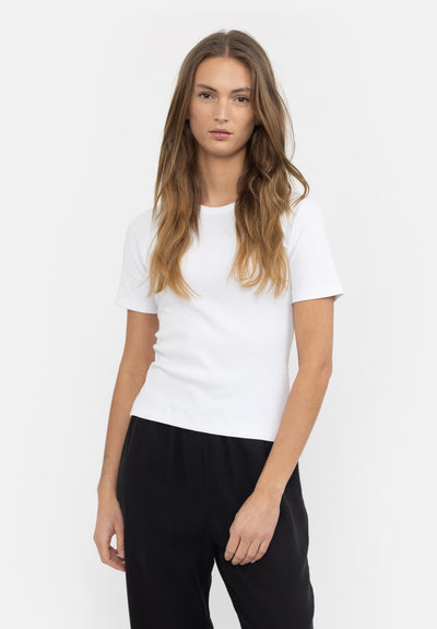 esmé studios ESBlossom SS O-neck Rib T-shirt T-shirt and Tops 002 White