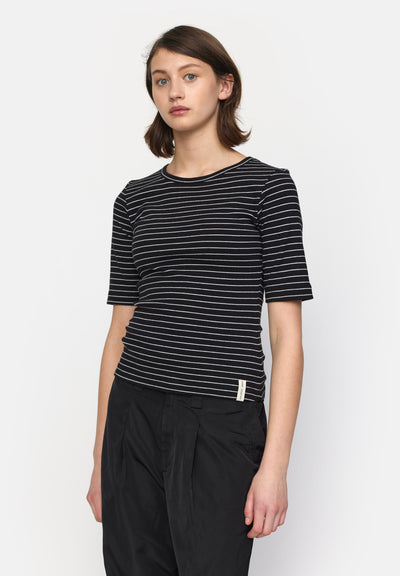 esmé studios ESBlossom Stripe 2/4 T-shirt GOTS T-shirt and Tops 001 Black