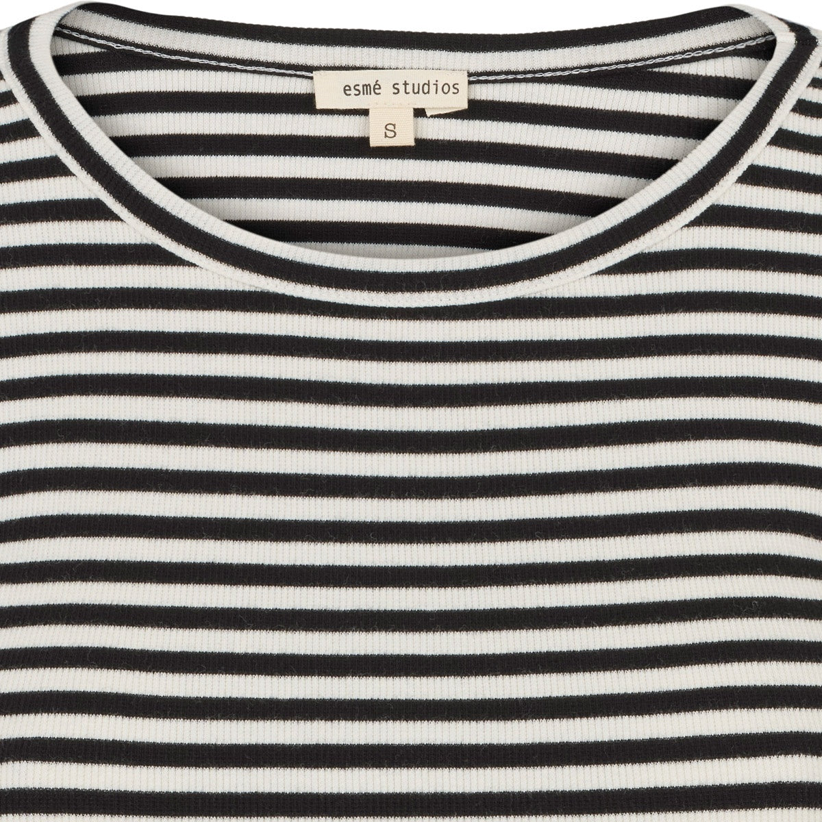 esmé studios ESBlossom Stripe LS Top GOTS T-shirt and Tops 186 Snow White Black Stripe