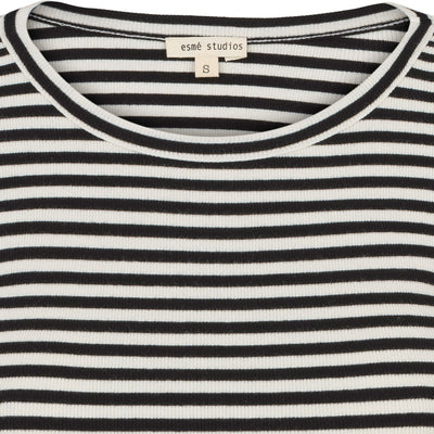 esmé studios ESBlossom Stripe LS Top GOTS T-shirt and Tops 186 Snow White Black Stripe