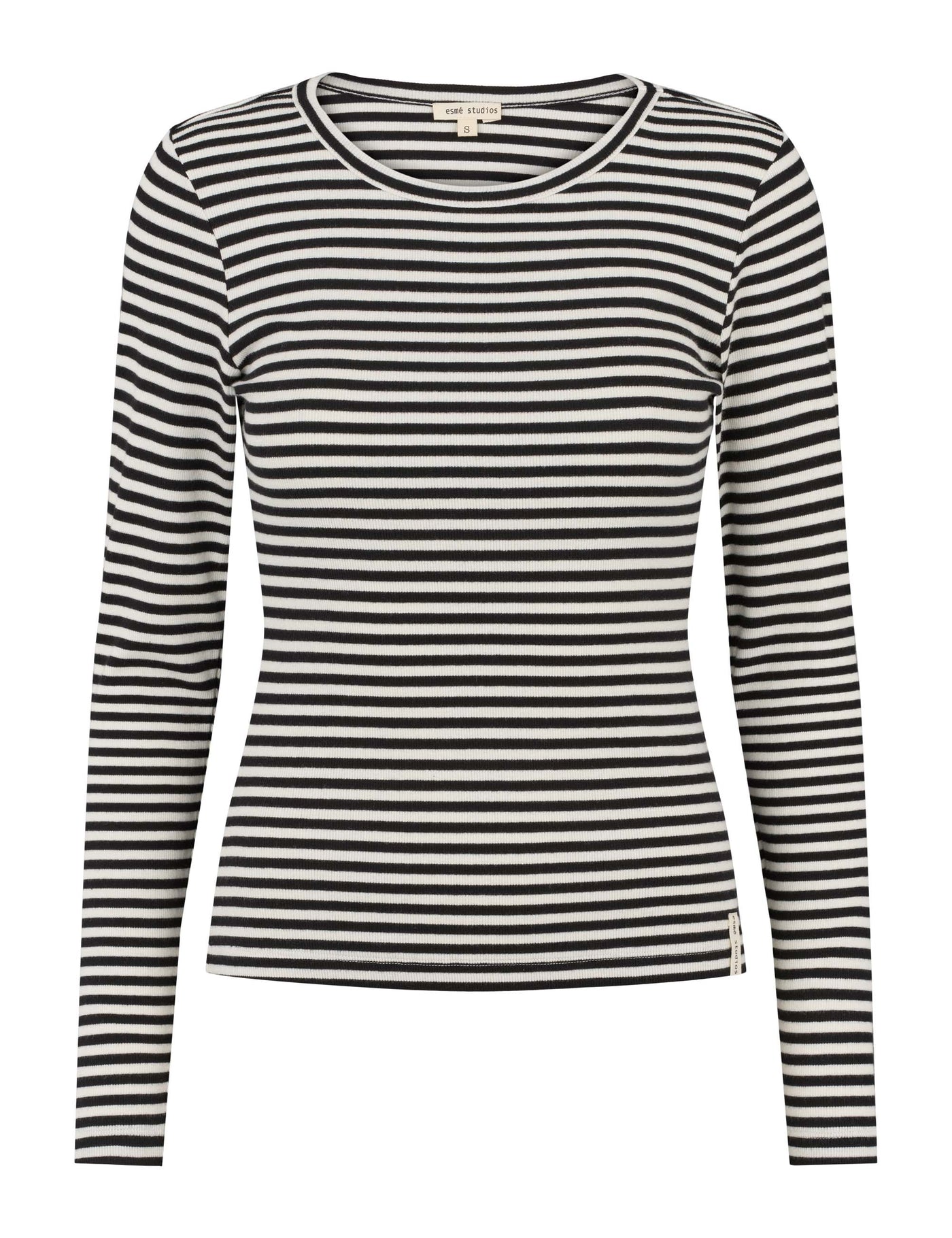 esmé studios ESBlossom Stripe LS Top GOTS T-shirt and Tops 186 Snow White Black Stripe
