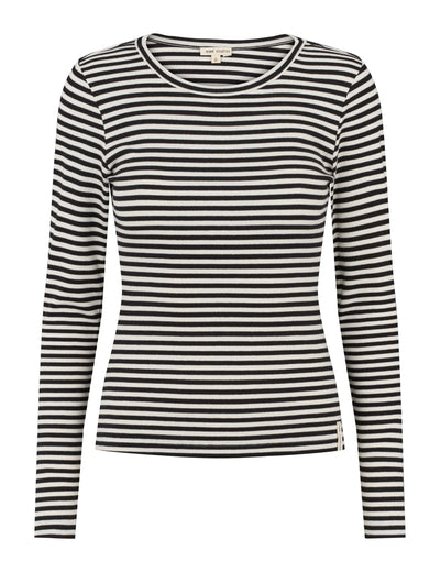 esmé studios ESBlossom Stripe LS Top GOTS T-shirt and Tops 186 Snow White Black Stripe