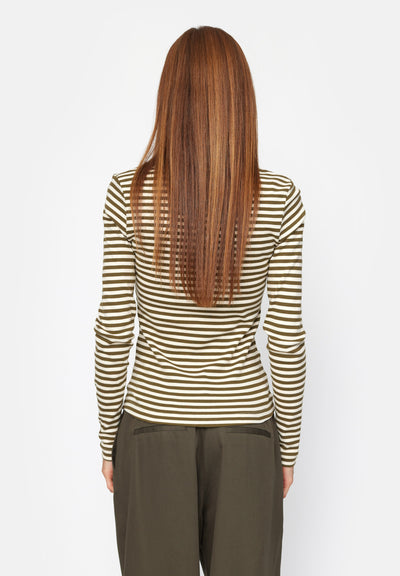 esmé studios ESBlossom Stripe LS Top GOTS T-shirt and Tops 236 Dark Olive