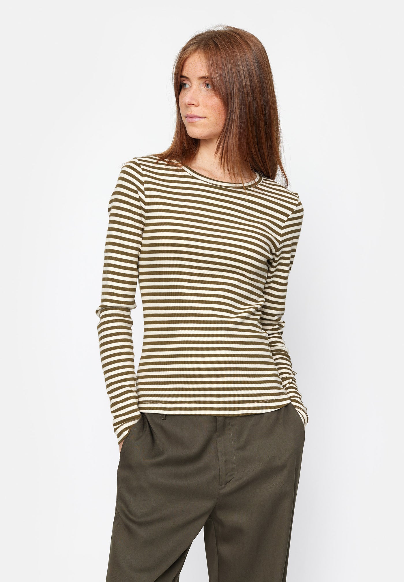 esmé studios ESBlossom Stripe LS Top GOTS T-shirt and Tops 236 Dark Olive