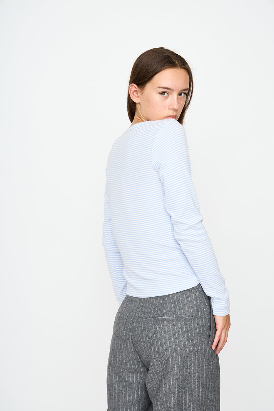 esmé studios ESBlossom Stripe LS Top GOTS T-shirt and Tops 263 Kentucky Blue