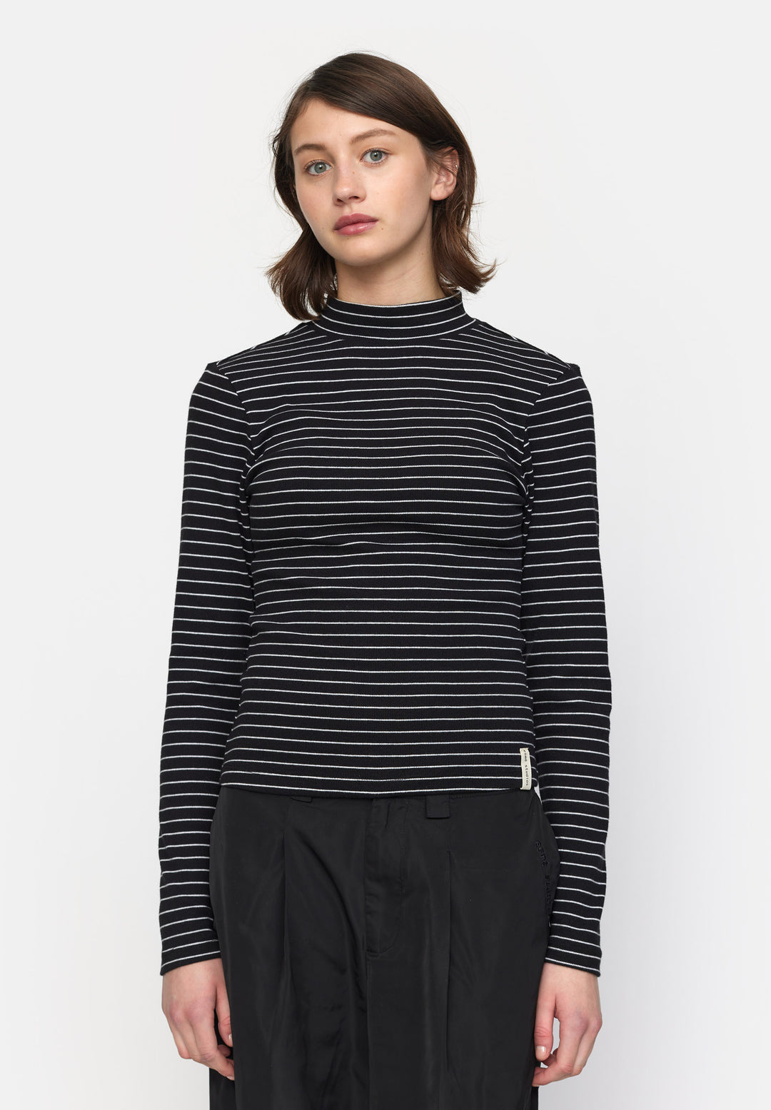 ESBlossom Stripe LS Turtleneck GOTS Black esmestudios