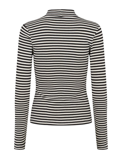esmé studios ESBlossom Stripe LS Turtleneck GOTS T-shirt and Tops 186 Snow White Black Stripe