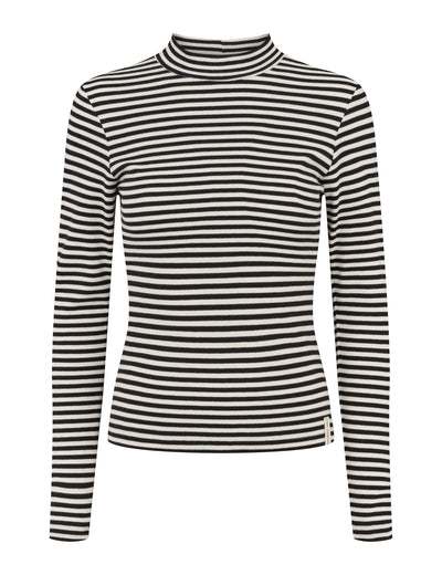 esmé studios ESBlossom Stripe LS Turtleneck GOTS T-shirt and Tops 186 Snow White Black Stripe