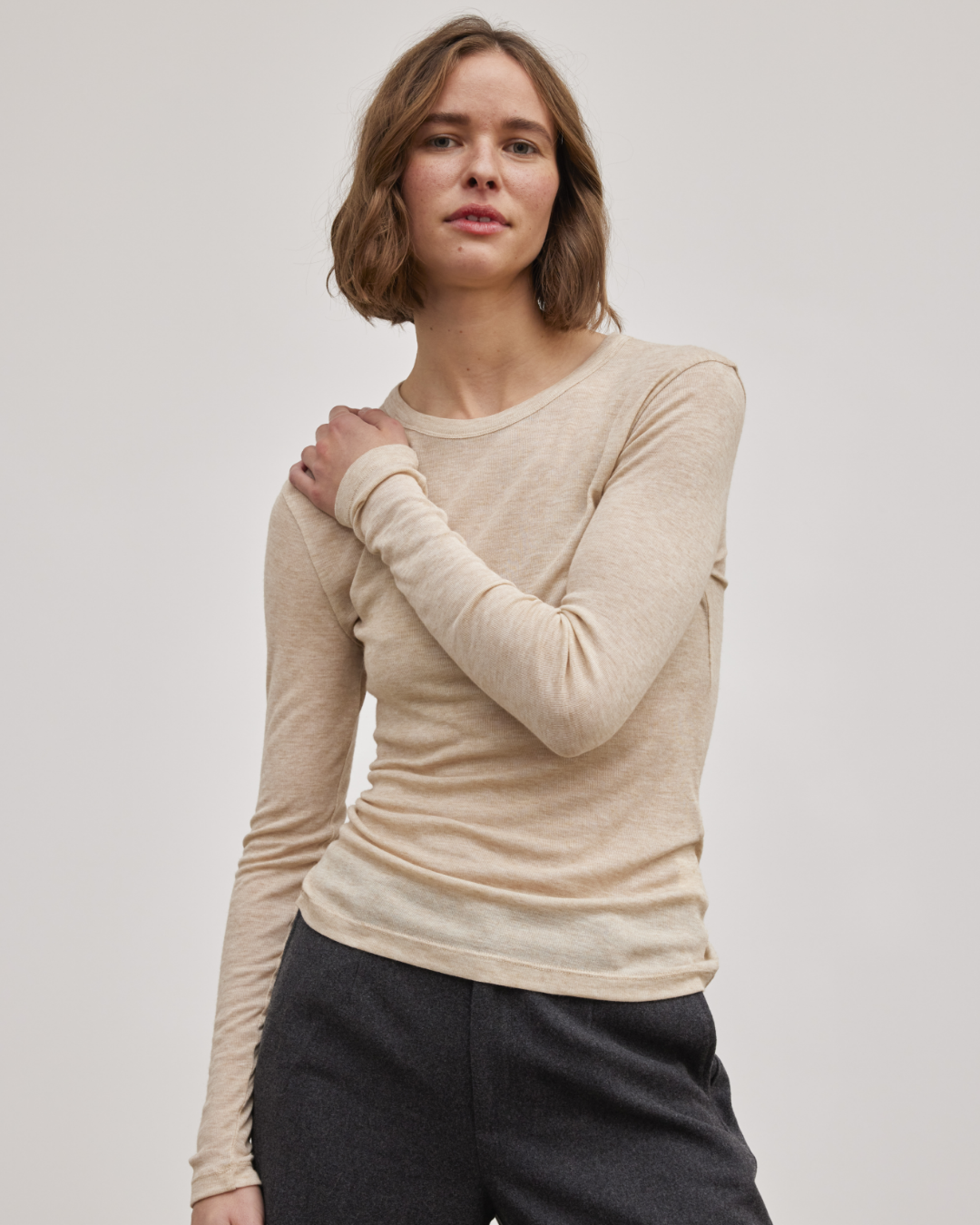 esmé studios ESEllia LS Top T-shirt and Tops 184 Wood Ash Mélange