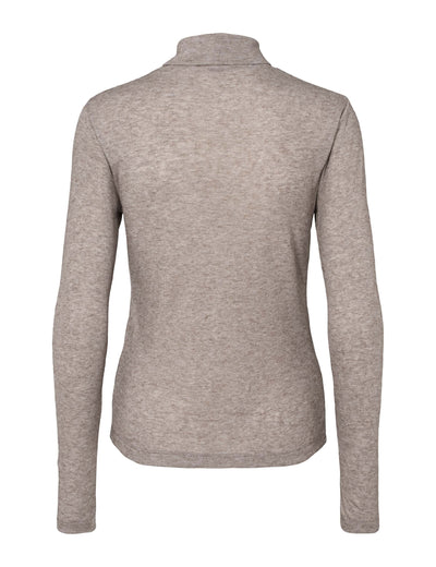 esmé studios ESEllia Roll Neck Top T-shirt and Tops 134 Brownie Mélange