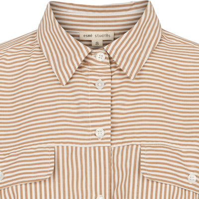 esmé studios ESHella Shirt GOTS Shirts & Blouse 285 Brown Stripe