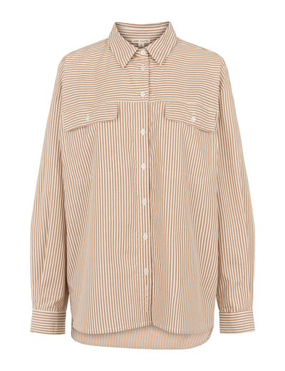 esmé studios ESHella Shirt GOTS Shirts & Blouse 285 Brown Stripe