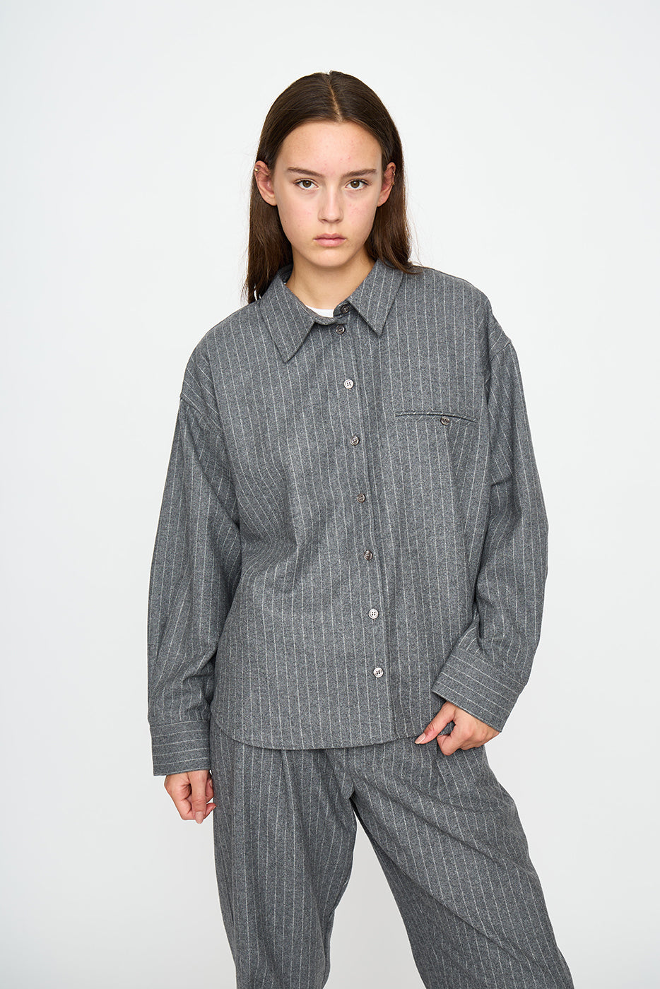 esmé studios ESHera Wool Shirt Jacket GRS Shirts & Blouse 012 Gray Melange