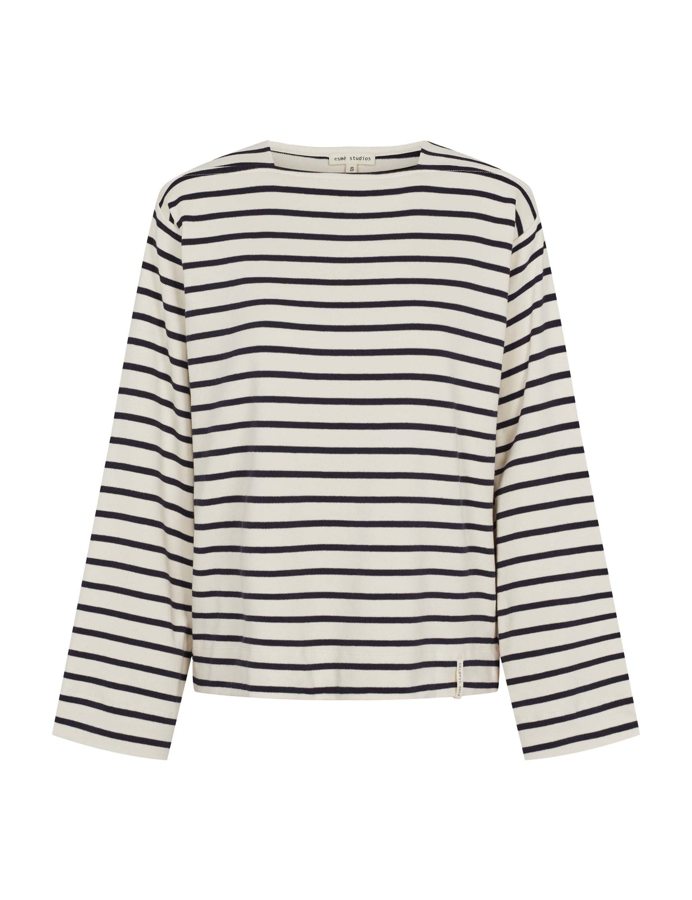 esmé studios ESJulie Squareneck Top GOTS Shirts & Blouse 080 Snow White/ dk. sapphire stripe