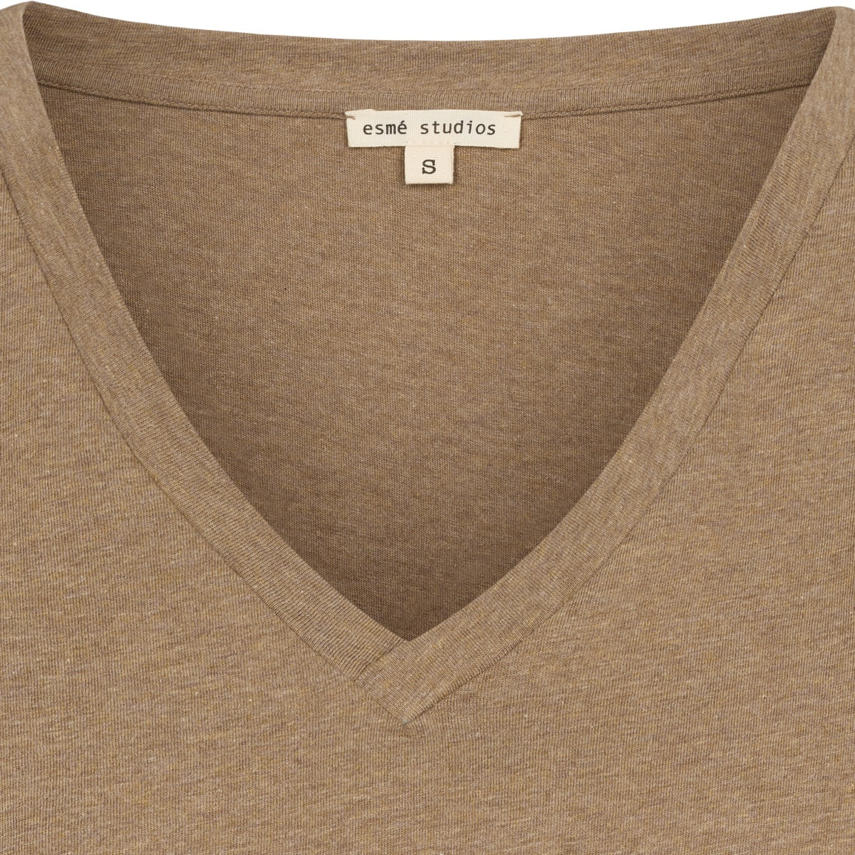 esmé studios ESMelan V-neck Tee GOTS T-shirt and Tops 117 Tannin Mélange