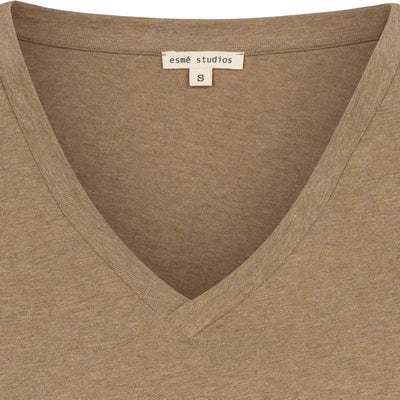 esmé studios ESMelan V-neck Tee GOTS T-shirt and Tops 117 Tannin Mélange