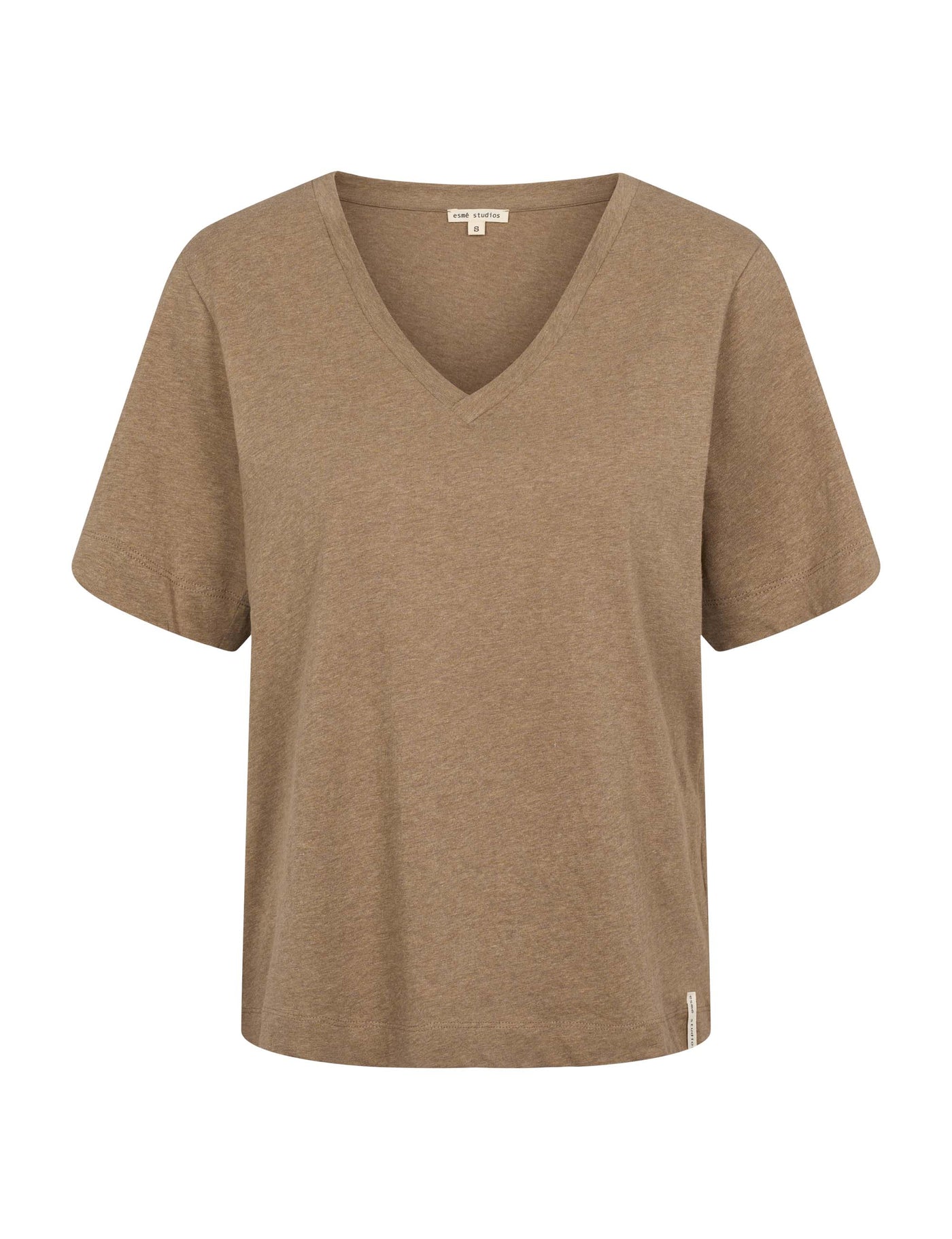 esmé studios ESMelan V-neck Tee GOTS T-shirt and Tops 117 Tannin Mélange