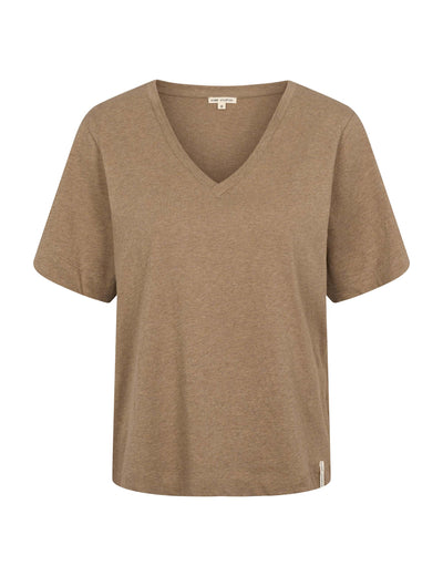 esmé studios ESMelan V-neck Tee GOTS T-shirt and Tops 117 Tannin Mélange