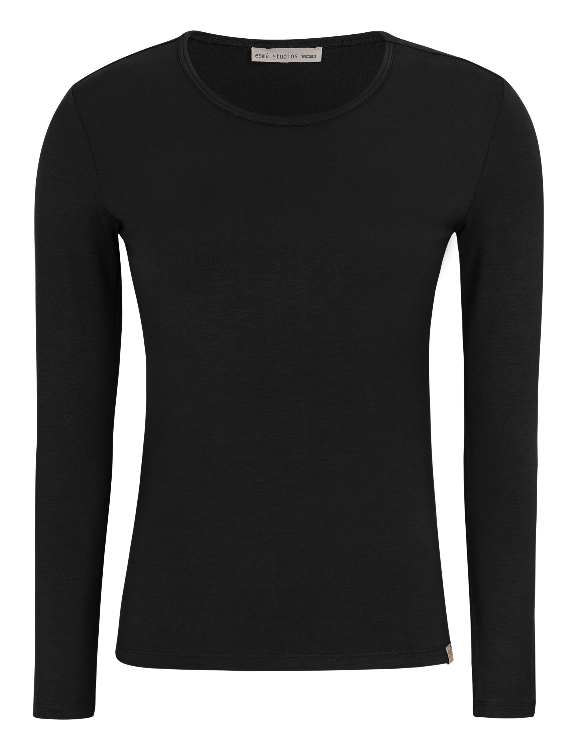 esmé studios ESPenelope LS O-neck Slim T-shirt T-shirt and Tops 001 Black