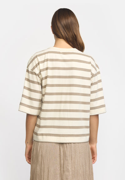 esmé studios ESSigne Boxy T-shirt Stripe GOTS T-shirt and Tops 267 Fungi