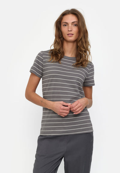 esmé studios ESSigne Striped T-shirt - GOTS T-shirt and Tops 174 Charcoal Gray