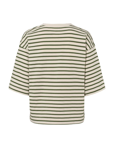 esmé studios ESTine Boxy Striped T-shirt GOTS T-shirt and Tops 298 Green Stripe