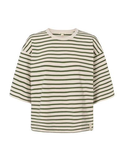 esmé studios ESTine Boxy Striped T-shirt GOTS T-shirt and Tops 298 Green Stripe