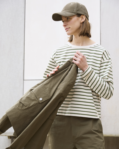 esmé studios ESTine LS Striped Top GOTS T-shirt and Tops 298 Green Stripe