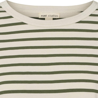 esmé studios ESTine LS Striped Top GOTS T-shirt and Tops 298 Green Stripe