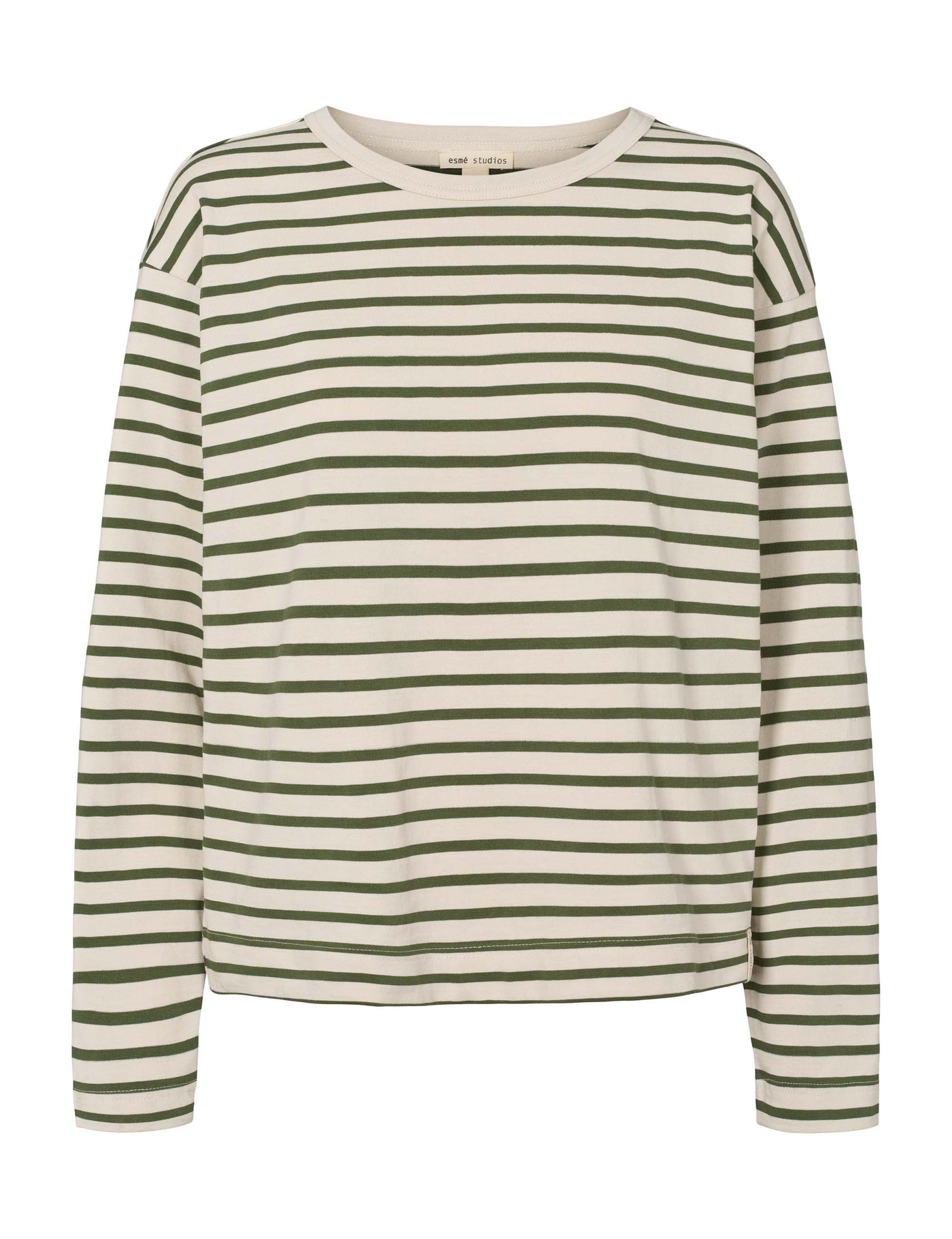 esmé studios ESTine LS Striped Top GOTS T-shirt and Tops 298 Green Stripe