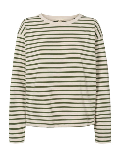 esmé studios ESTine LS Striped Top GOTS T-shirt and Tops 298 Green Stripe