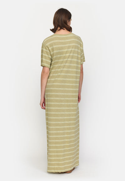 esmé studios Emmie Tee Dress GOTS Dresses and Jumpsuits 251 Elm/Lime Cream Stripe