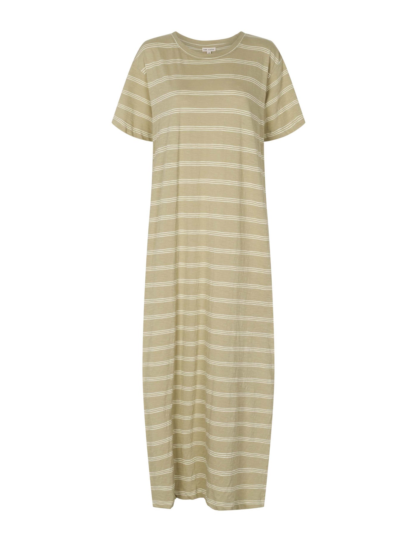 esmé studios Emmie Tee Dress GOTS Dresses and Jumpsuits 251 Elm/Lime Cream Stripe