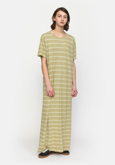 esmé studios Emmie Tee Dress GOTS Dresses and Jumpsuits 251 Elm/Lime Cream Stripe