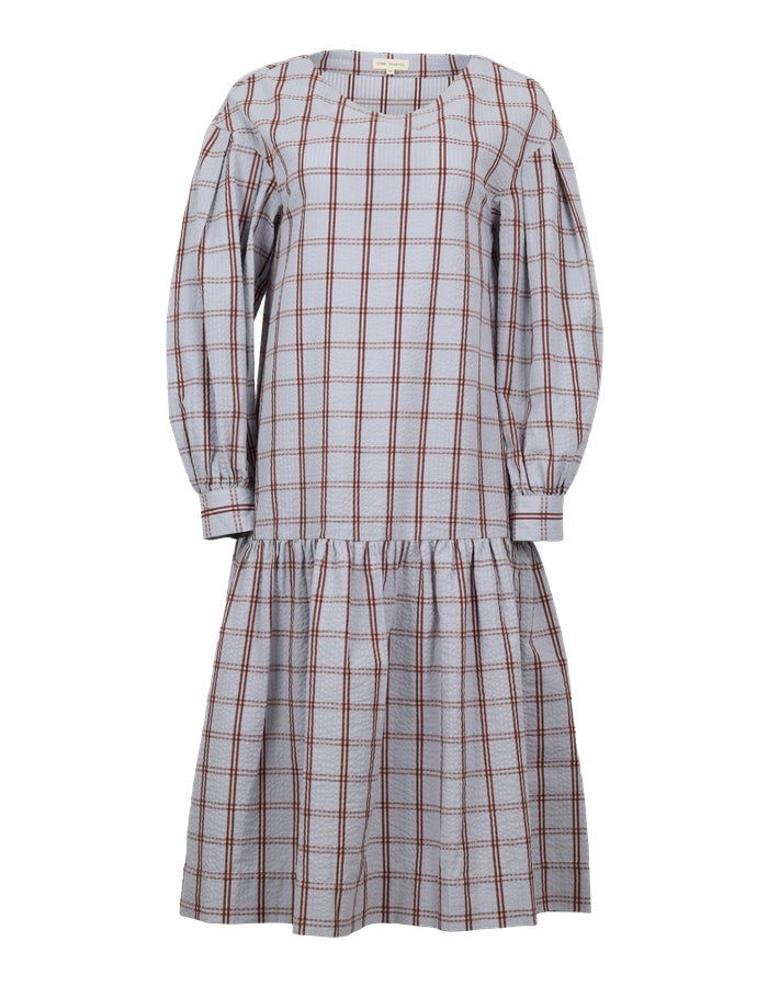 Preowned ESEbony Long Oversize Dress - Check Gray Dawn/ Sequoia