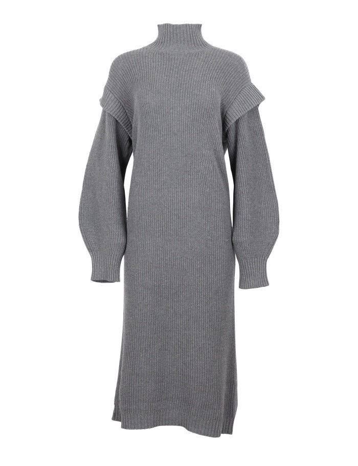 Preowned ESAda LS Midi Loose Knit Dress - Grey Melange