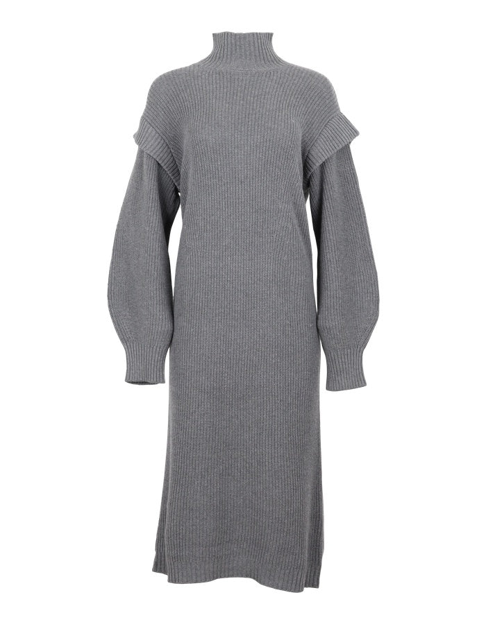 Preowned ESAda LS Midi Loose Knit Dress - Grey Melange