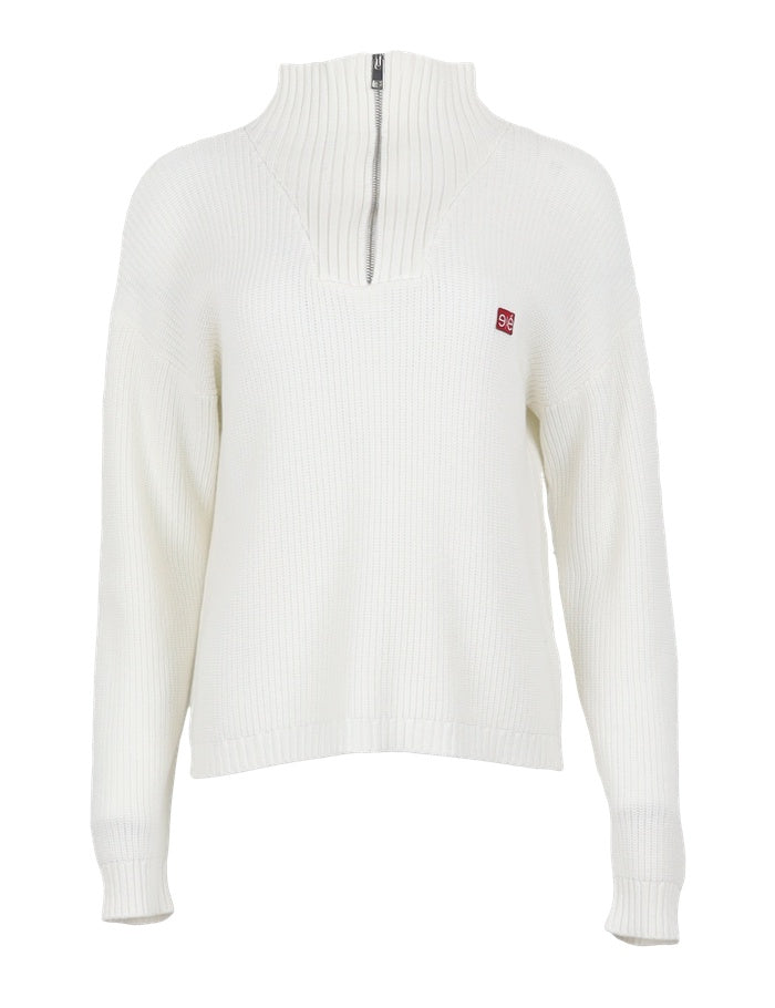 Preowned ESNoelle LS 1/2 Way zip Knit - Snow White