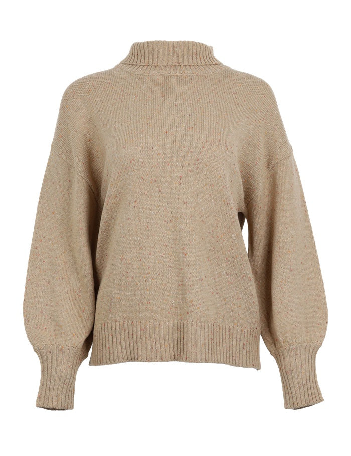Preowned ESLeigh LS loose t-neck knit - Tannin