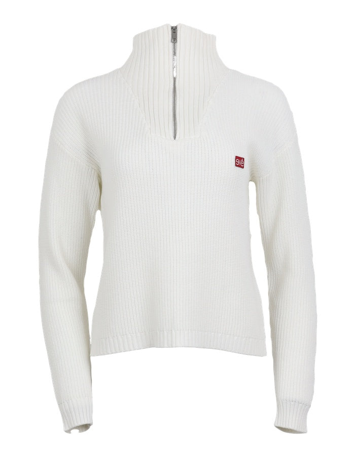 Preowned ESNoelle LS 1/2 Way zip Knit - Snow White