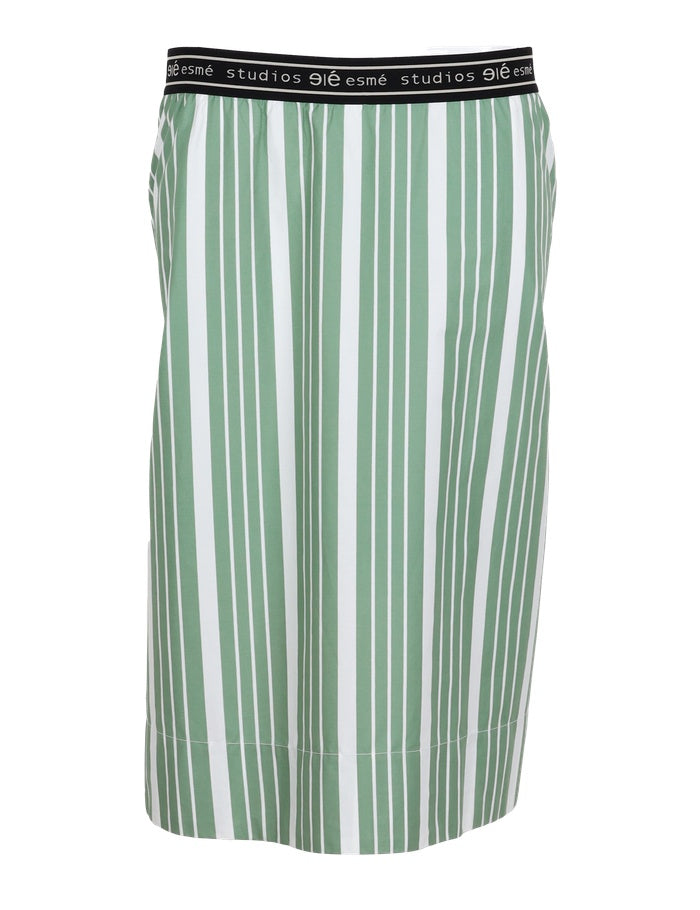 Preowned ESEva Knee Skirt - Frosty Spurce/ Snow White stripe