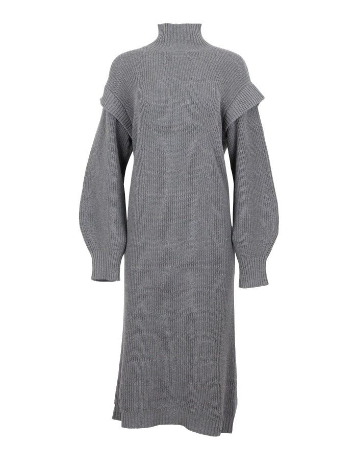 Preowned ESAda LS Midi Loose Knit Dress - Grey Melange