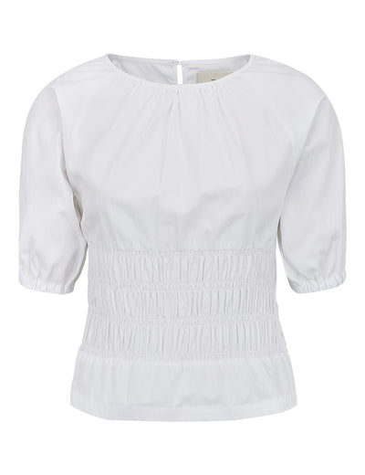 esmé studios ESLuna SS Smock Blouse Shirts & Blouse 002 White