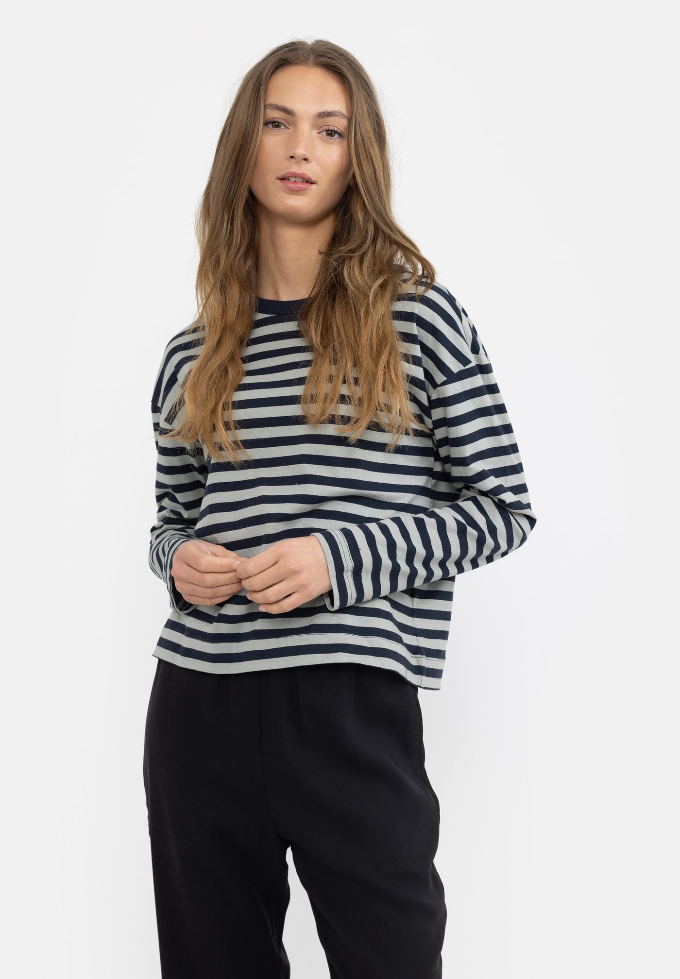 esmé studios ESSigne LS Striped T-shirt - GOTS T-shirt and Tops 209 Dark Sapphire Stripe