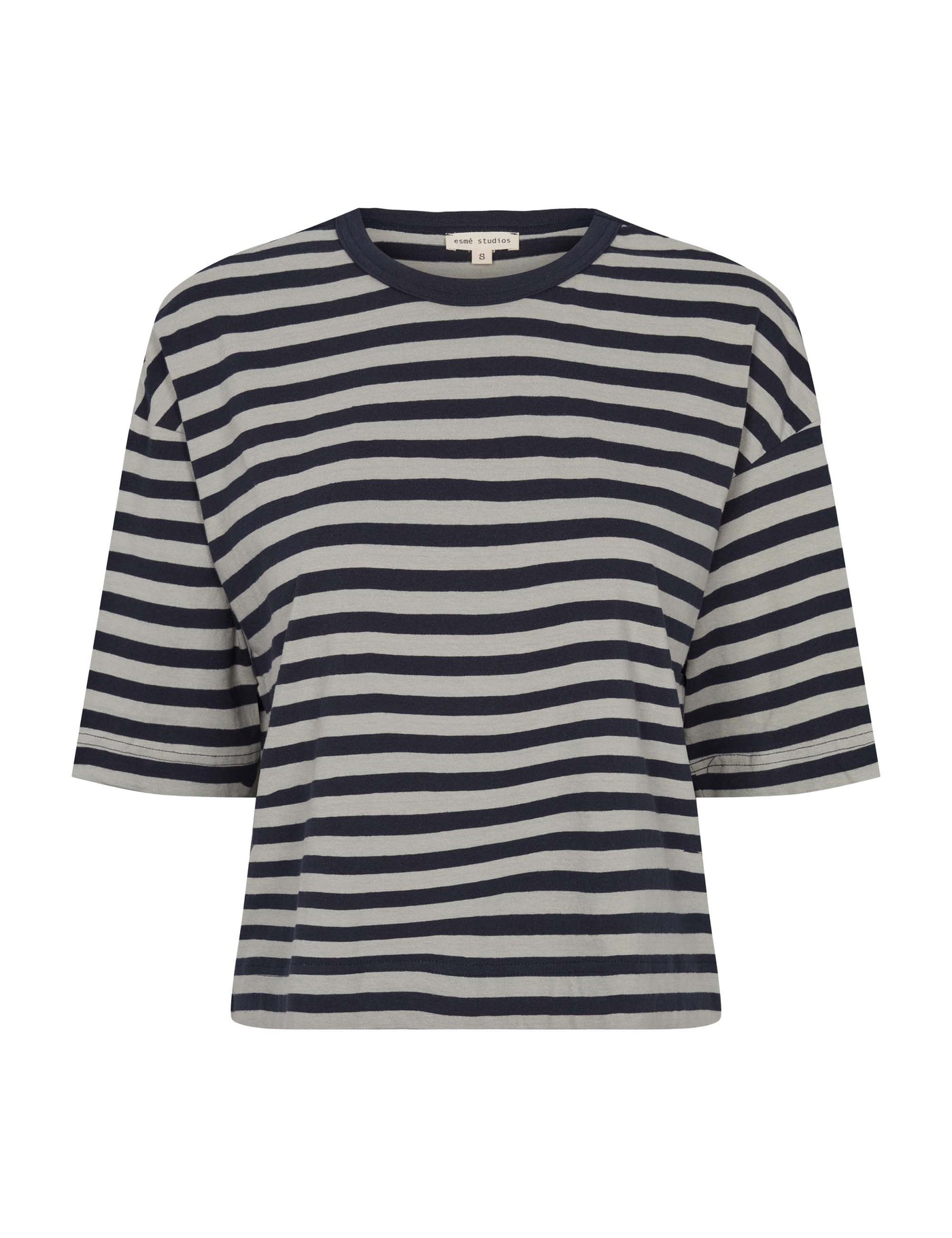 esmé studios ESSigne Striped Boxy T-shirt - GOTS T-Shirt 209 Dark Sapphire Stripe