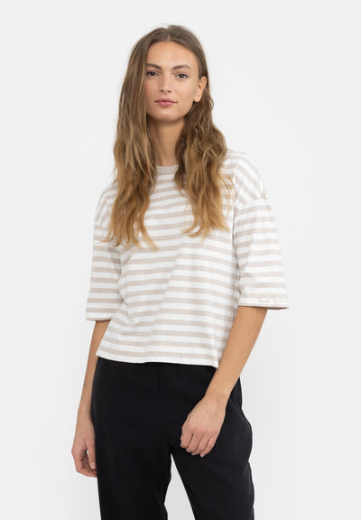 esmé studios ESSigne Striped Boxy T-shirt - GOTS T-Shirt 210 Chateau Gray Stripe